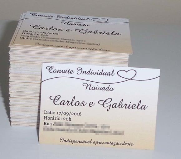 Convite Individual para Noivado 5x3,5cm