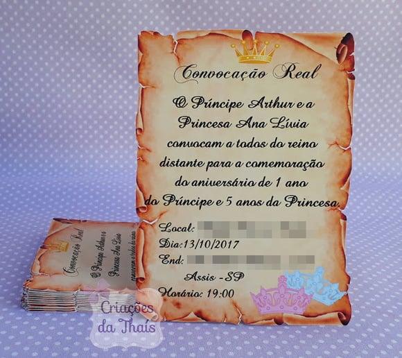 Convite Pergaminho Realeza