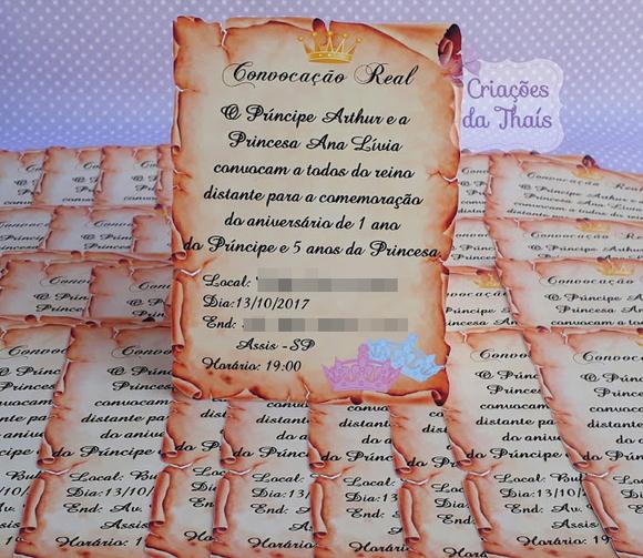 Convite Pergaminho Realeza