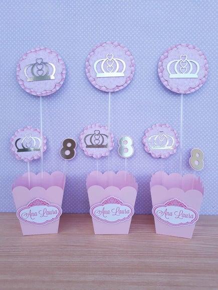 Kit com 10 Cachepo Centro de Mesa Princesa