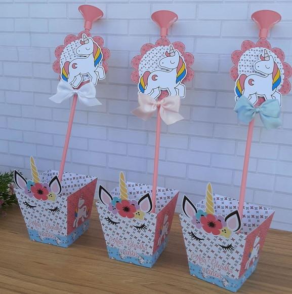Kit com 10 Cachepos Centro de Mesa Unicórnio