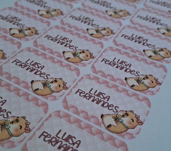Kit Etiqueta Adesiva para Material Escolar Capivara Cute