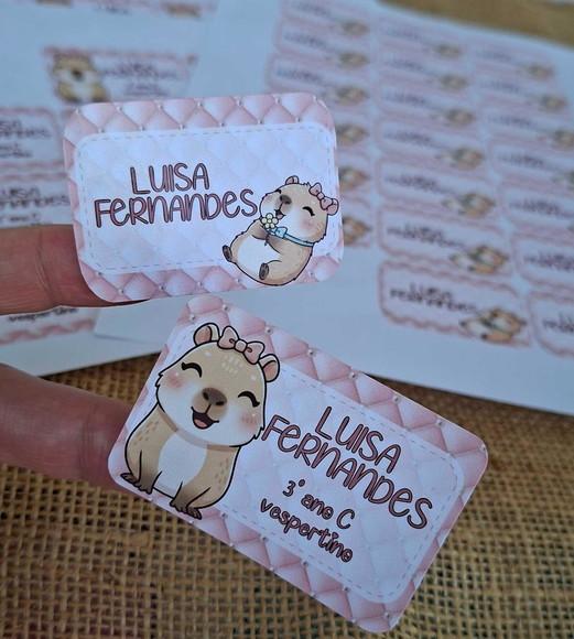 Kit Etiqueta Adesiva para Material Escolar Capivara Cute