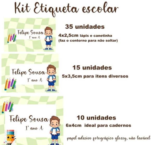 Kit Etiqueta Adesiva para Material Escolar