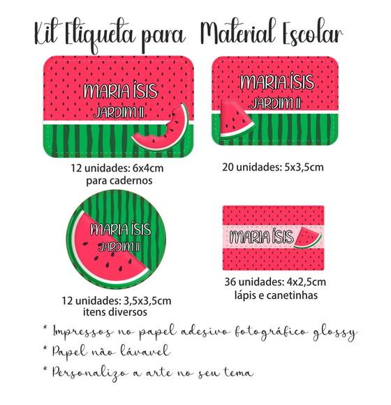 Kit Etiqueta Adesiva para Material Escolar Tema Melancia