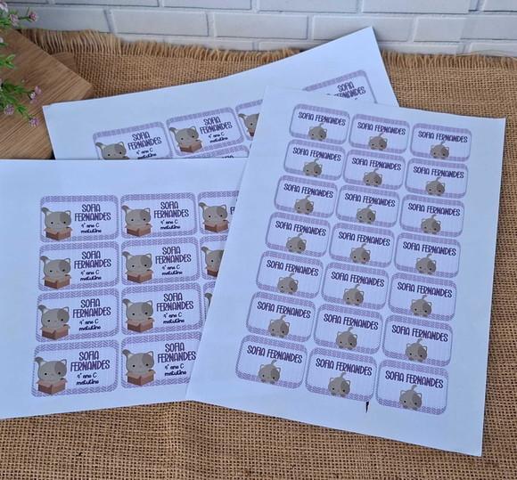 Kit Etiqueta Adesiva para Material Escolar Gatinhos