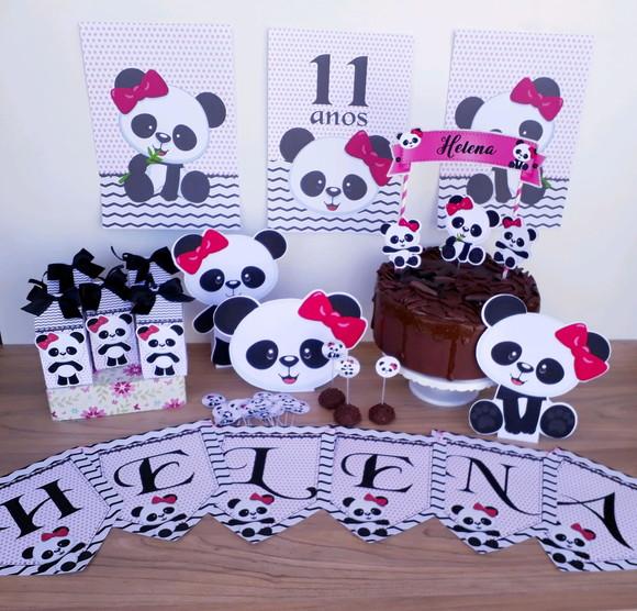 Kit Festa em Casa Ursinha Panda