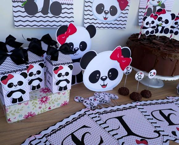 Kit Festa em Casa Ursinha Panda