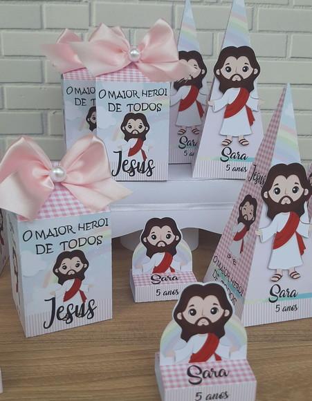 Kit Lembrancinha Rosa Jesus para Menina