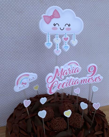 Topo de Bolo Chuva de Amor