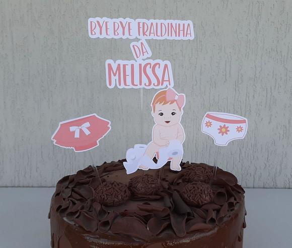 Topo de Bolo Bye Bye Fraldinha