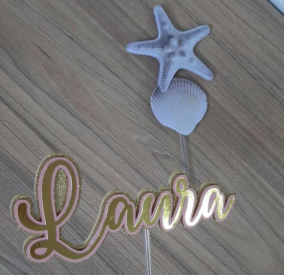 Topo de Bolo Estrela do Mar com Conchinha