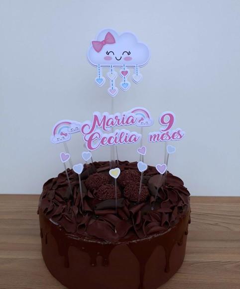 Topo de Bolo Chuva de Amor