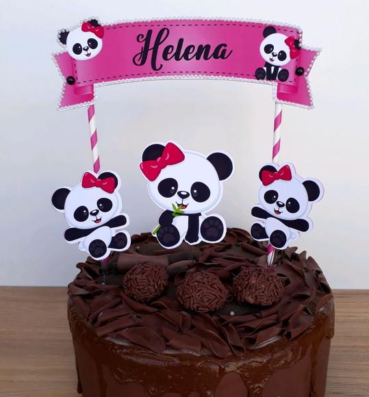 Topo de Bolo Panda