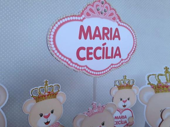 Topo de Bolo Ursinha Princesa