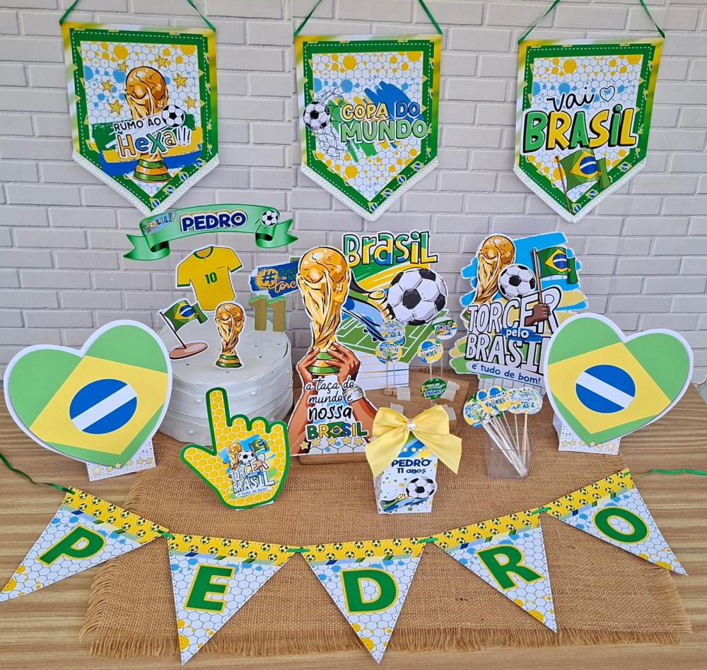 Kit Decoração de Festa Copa, Brasil Rumo ao Hexa