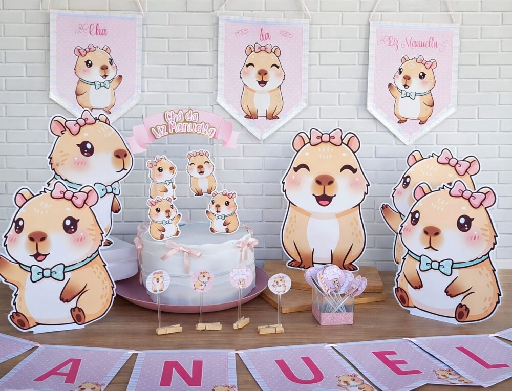 Kit Decoração de Festa Capivara Cute