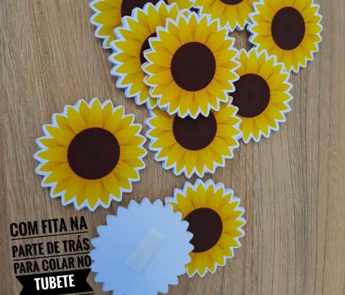Aplique para tubete, caixa acrílica ou latinha Girassol