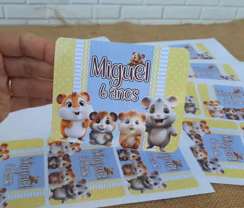 Adesivo Personalizado Lembrancinha Hamster