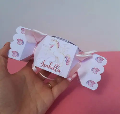 Caixa Bala Unicórnio Aquarelado
