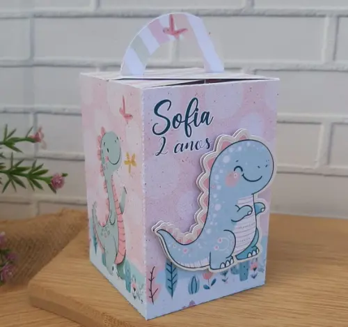 Caixinha com Alça Dinossauro Rosa