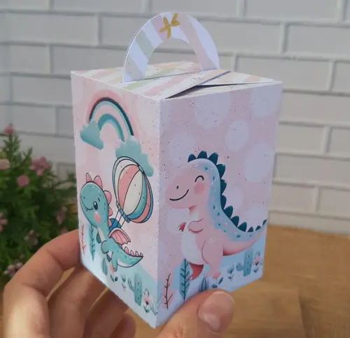 Caixinha com Alça Dinossauro Rosa
