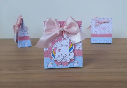 Caixinha Mini Sacolinha Unicórnio
