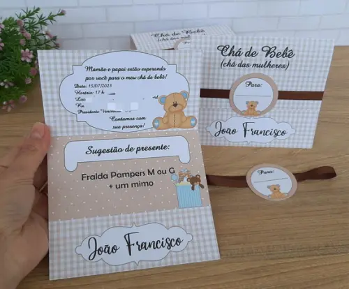 Convite Chá de Bebê Ursinho