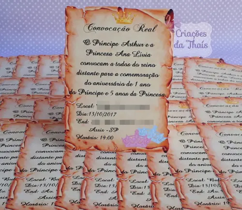 Convite Pergaminho Realeza