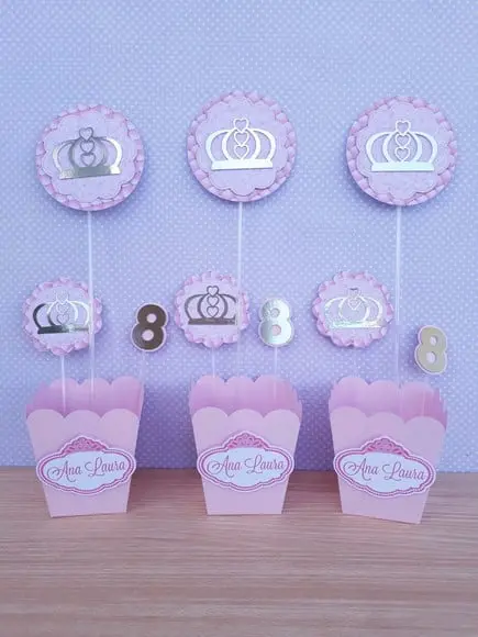 Kit com 10 Cachepo Centro de Mesa Princesa
