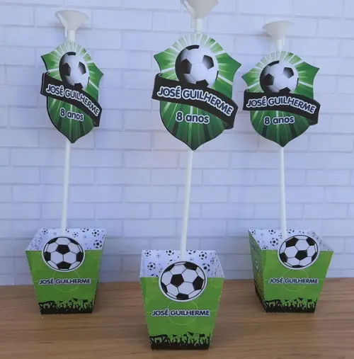 Kit com 10 Cachepos Centro de Mesa Futebol