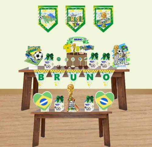 Kit Decoração de Festa Copa, Brasil Rumo ao Hexa