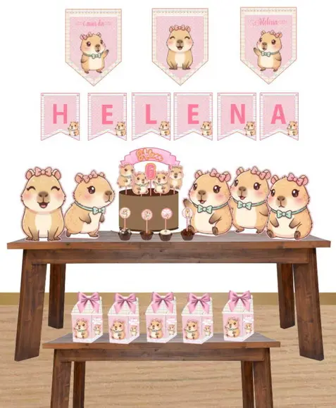Kit Decoração de Festa Capivara Cute