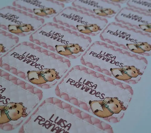 Kit Etiqueta Adesiva para Material Escolar Capivara Cute