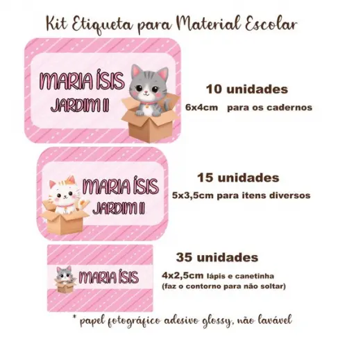 Kit Etiqueta Adesiva para Material Escolar
