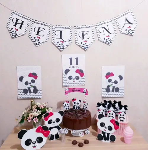 Kit Festa em Casa Ursinha Panda