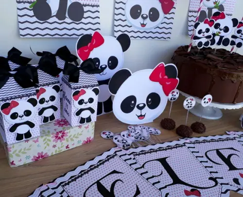 Kit Festa em Casa Ursinha Panda