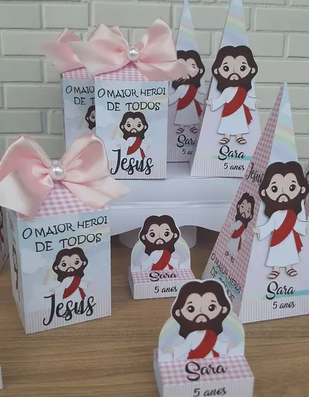 Kit Lembrancinha Rosa Jesus para Menina