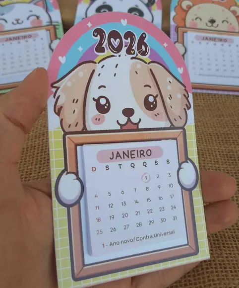 Mini Calendário de Geladeira  Bichinhos