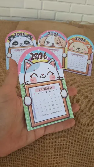 Mini Calendário de Geladeira  Bichinhos