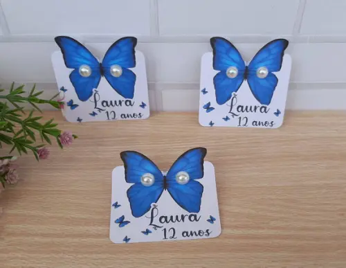 Tag com Brinco Borboleta Azul