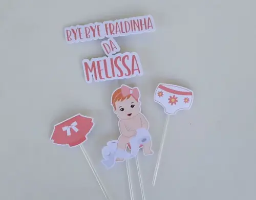 Topo de Bolo Bye Bye Fraldinha