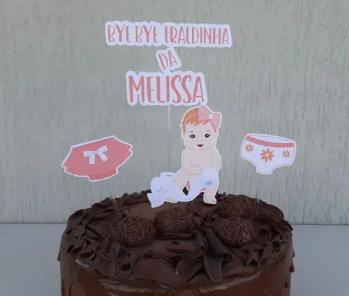 Topo de Bolo Bye Bye Fraldinha
