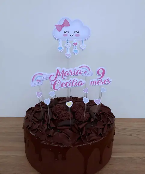 Topo de Bolo Chuva de Amor