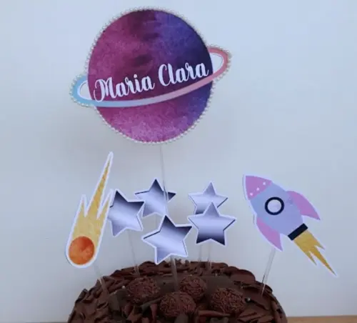 Topo de Bolo Festa Galáxia