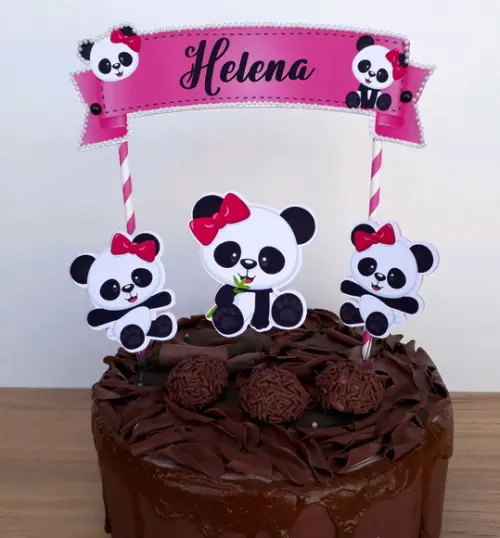Topo de Bolo Panda
