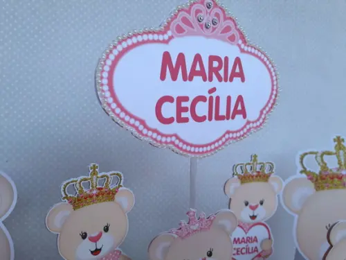 Topo de Bolo Ursinha Princesa