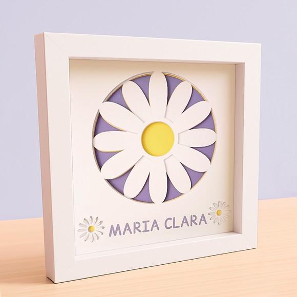 Quadro 3d Infantil Maternidade Personalizado Flor Margarida
