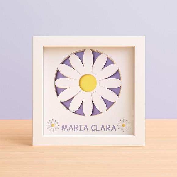 Quadro 3d Infantil Maternidade Personalizado Flor Margarida
