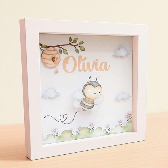Quadro 3d Infantil Porta Maternidade Personalizado Abelhinha